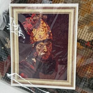 Vtg Needlepoint Kit Gobelin-Packug #546 Soldier Renaissance‎ Middle Ages 14x18